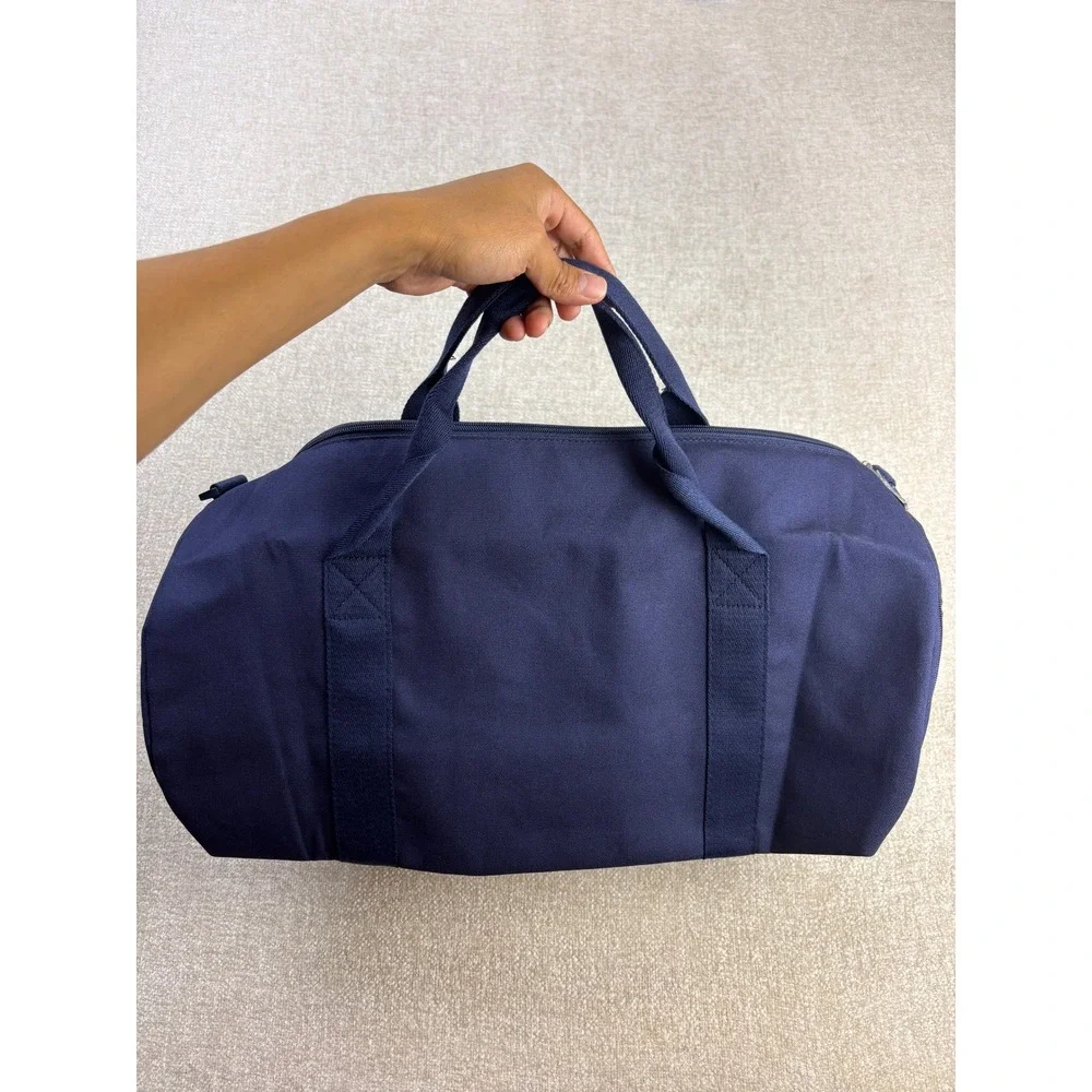 Ralph Lauren Fragrances Navy Blue Canvas Duffel Bag Polo Embroidered Weekend Bag